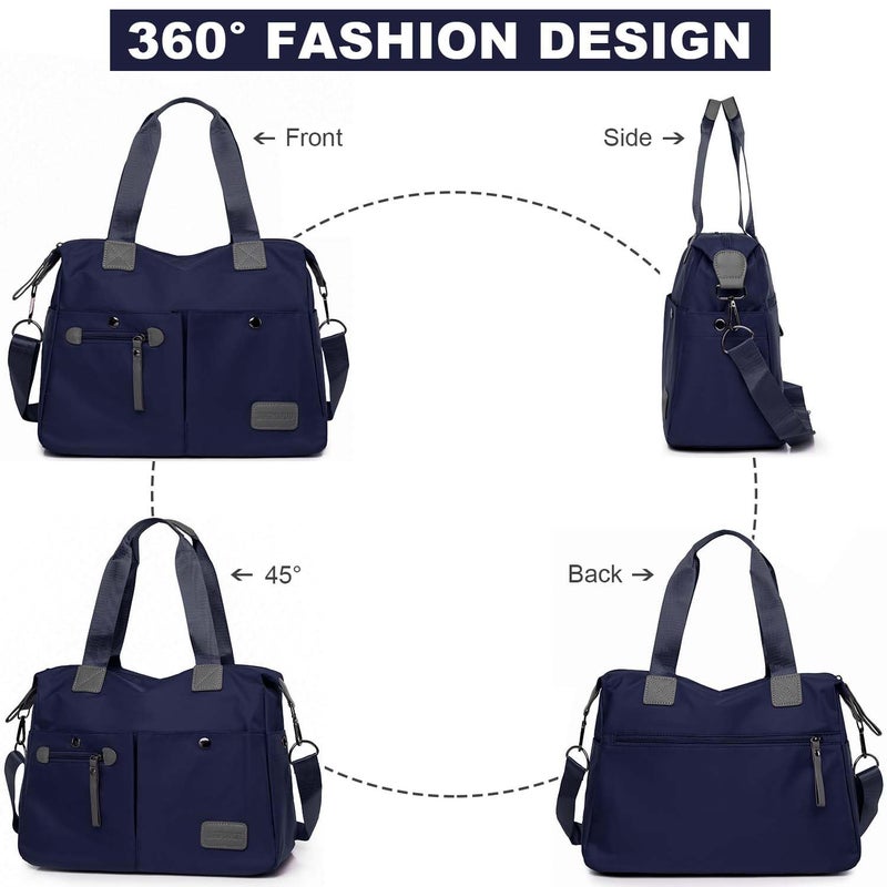YouNuo Women's Casual Water-resistant Nylon Handbag Portable Lightweight Top Handle Totes Shoulder Bags,Blue,Large - Image 2